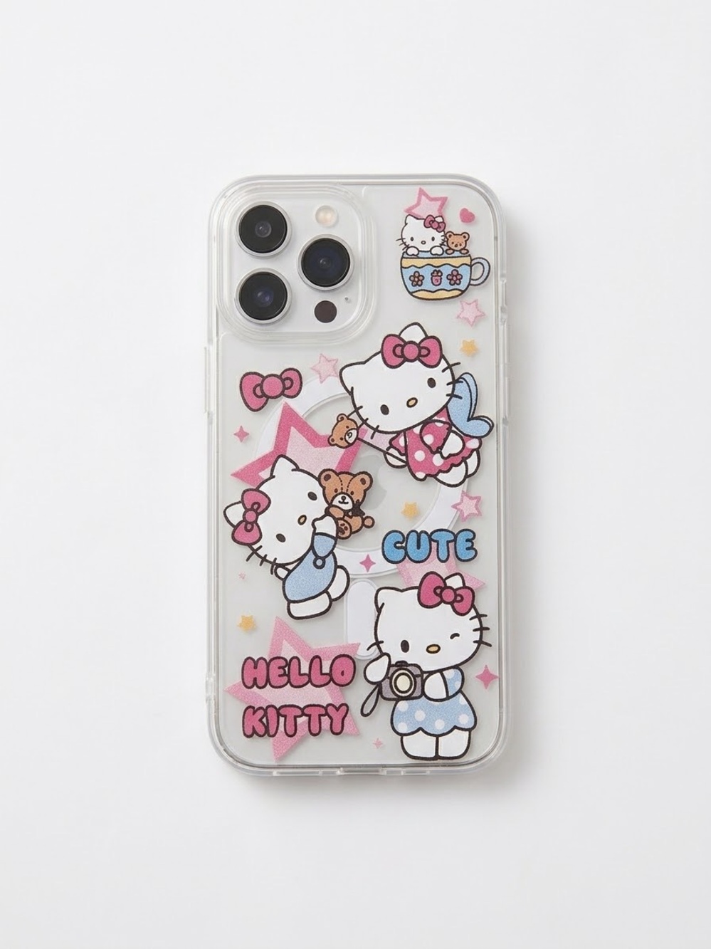 NWT Sanrio Hello Kitty Cute Cartoon Clear Pink Magsafe Case For iPhone 15 Plus - Picture 2 of 7